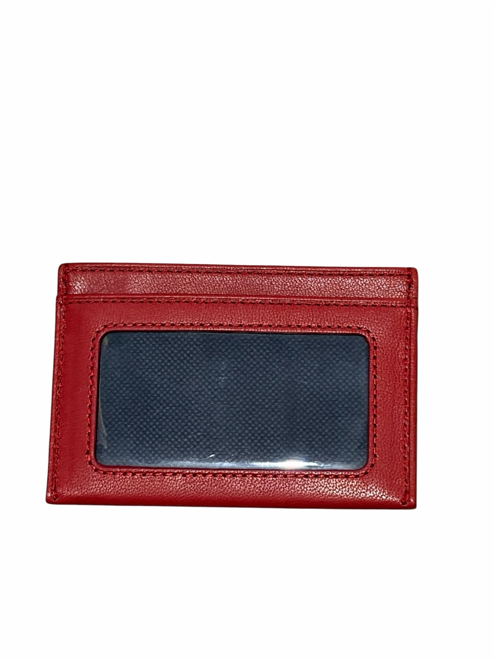 TUMI Red Leather Slim Card Holder Wallet with ID Window
